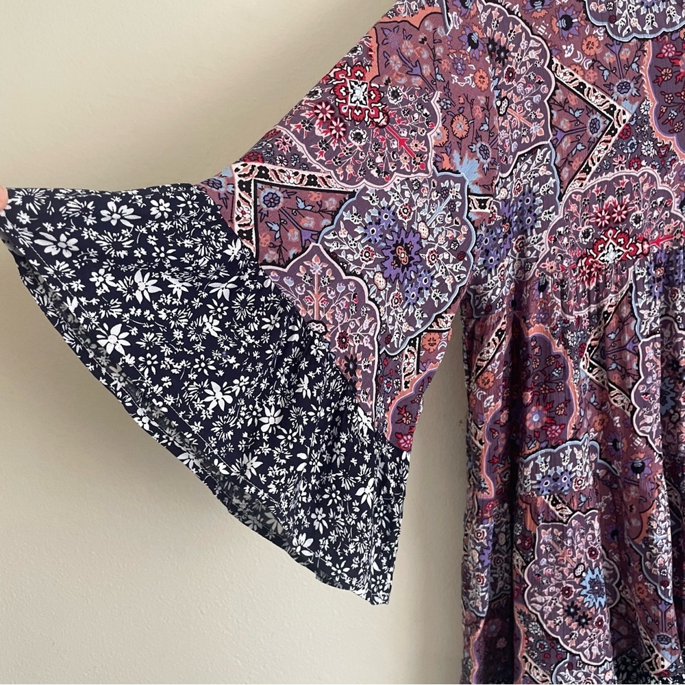 Easel Boho Patchwork Oversized Button Down Tunic … - image 10